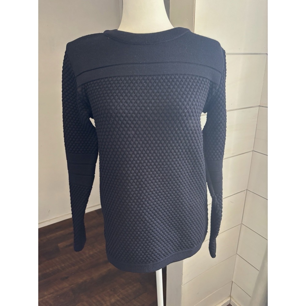 SNS Herning Sweater Womens Medium Navy Blue Fisherman Crew Neck‎ Wool Thick Knit
